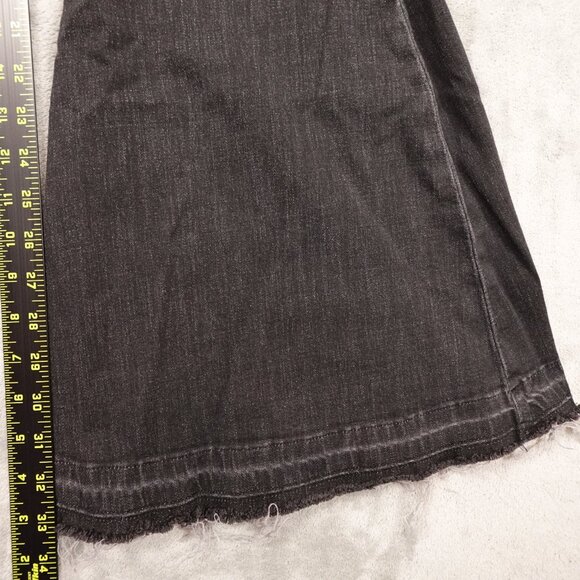 Free People jeans high rise flare women's 27 black denim button fly raw hems - Picture 4 of 11